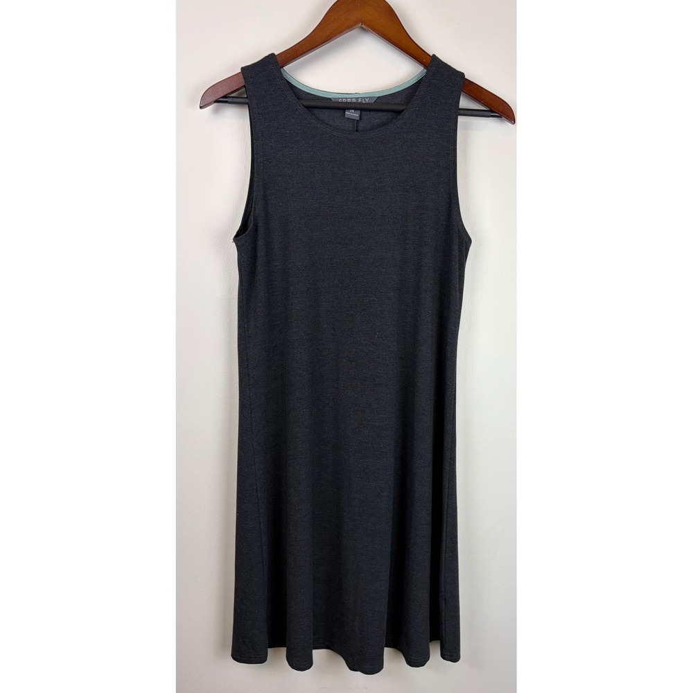 Free Fly Bamboo Tank Dress Medium Charcoal Gray Sleeveless Athleisure Coastal